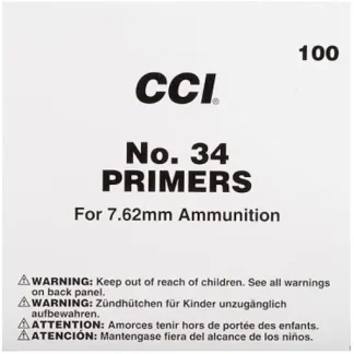 CCI Large Rifle 7.62mm NATO-Spec Military Primers #34 Box of 1000 (10 Trays of 100) - Ammunition | Tactical Glock Co