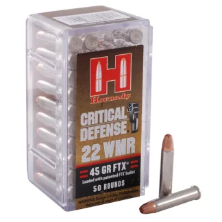 New Hornady Critical Defense 22 Winchester Magnum Rimfire (WMR) Ammo 45 Grain Hornady FTX Polymer Tip - Tactical Glock Switches | Tactical Glock Co