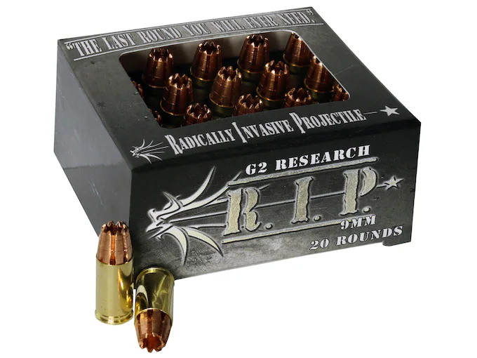 Shop G2 Research R.I.P. 9mm Luger Ammo 92 Grain G2 R.I.P. Fragmenting Hollow Point Lead Free Box of 100 rounds Shop G2 Research R.I.P. 9mm Luger Ammo 92 Grain G2 R.I.P. Fragmenting Hollow Point Lead Free Box of 100 rounds - Ammunition - Tactical Glock Co
