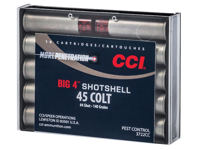 New CCI Big 4 Shotshell 45 Colt (Long Colt) Ammo 140 Grain Lead Shot 200 rounds New CCI Big 4 Shotshell 45 Colt (Long Colt) Ammo 140 Grain Lead Shot 200 rounds - Handguns - Tactical Glock Co